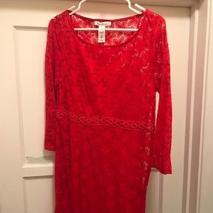 Laundry Red Lace Overlay Dress Size 6
